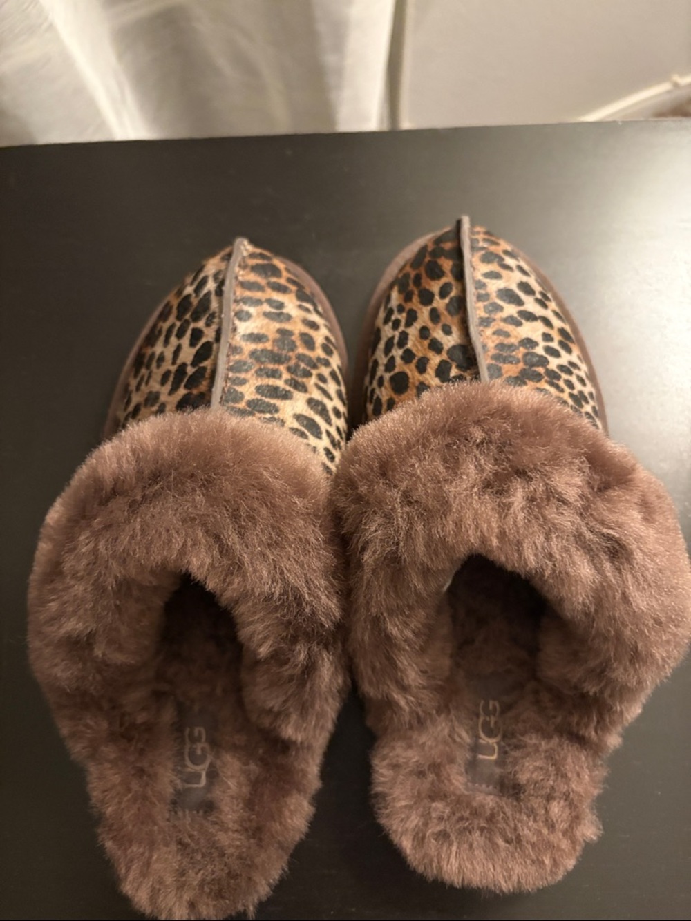 UGG Women's Leopard Print Shearling Slip-On Slippers - Brown/Tan